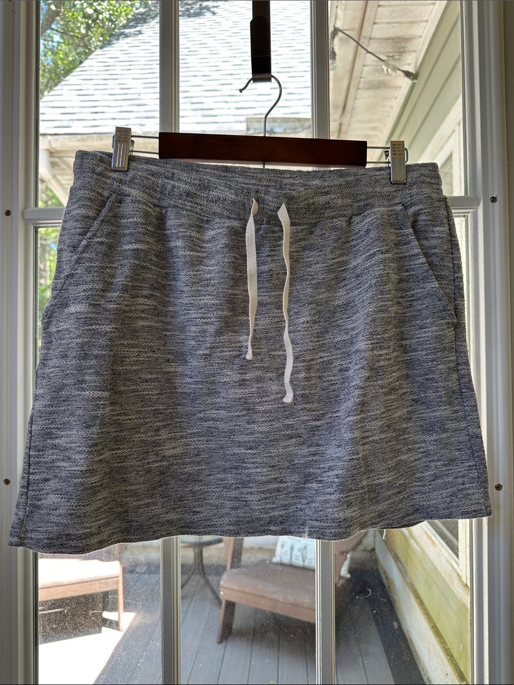 LOFT Heathered Gray Drawstring Mini Skirt
